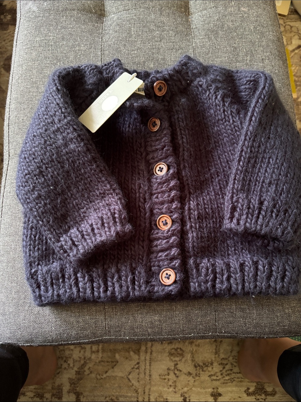 Cozy Navy Knit Button-Front Cardigan - Kids